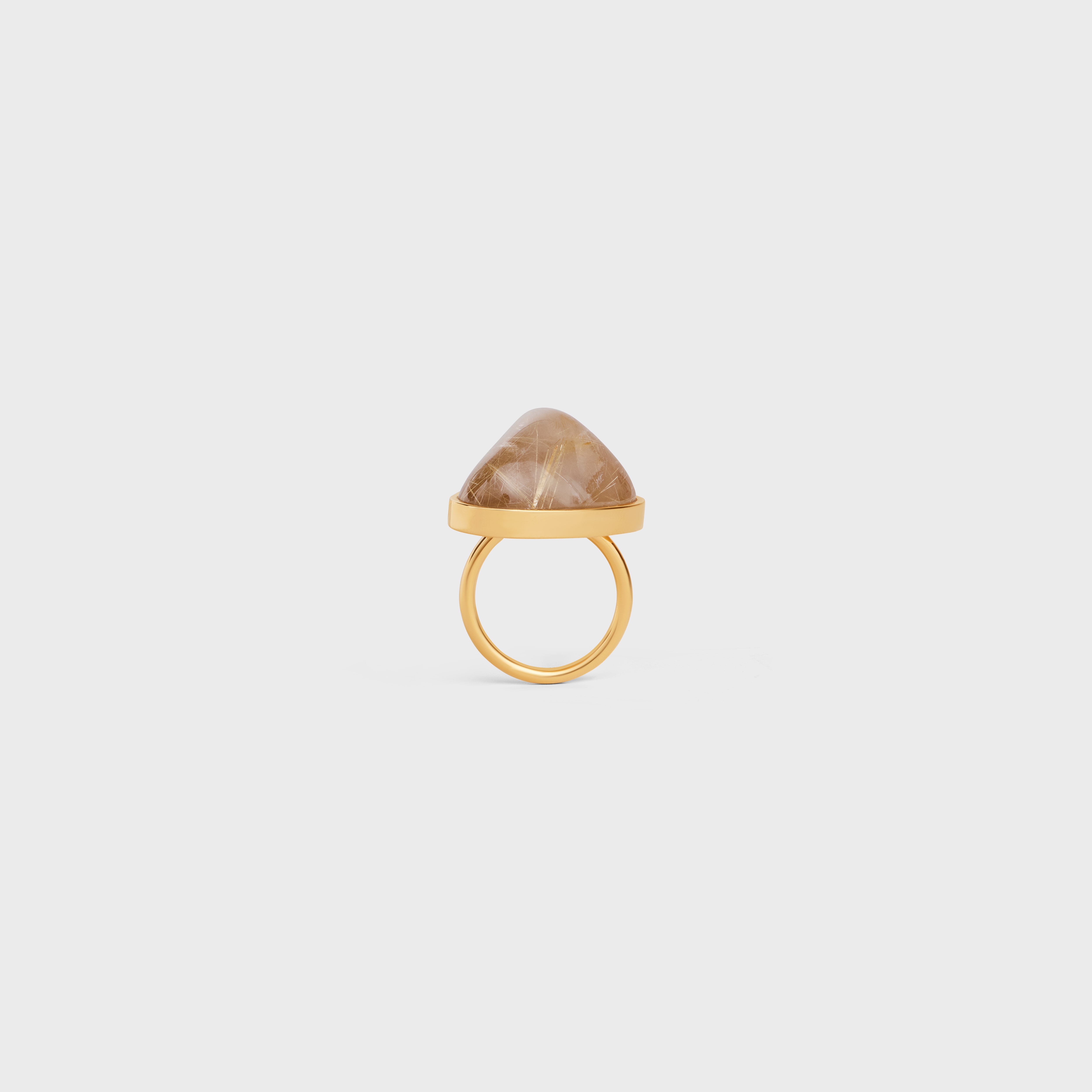 Celine Folk Ring in Brass with Gold Finish and Rutilated Quartz - 1