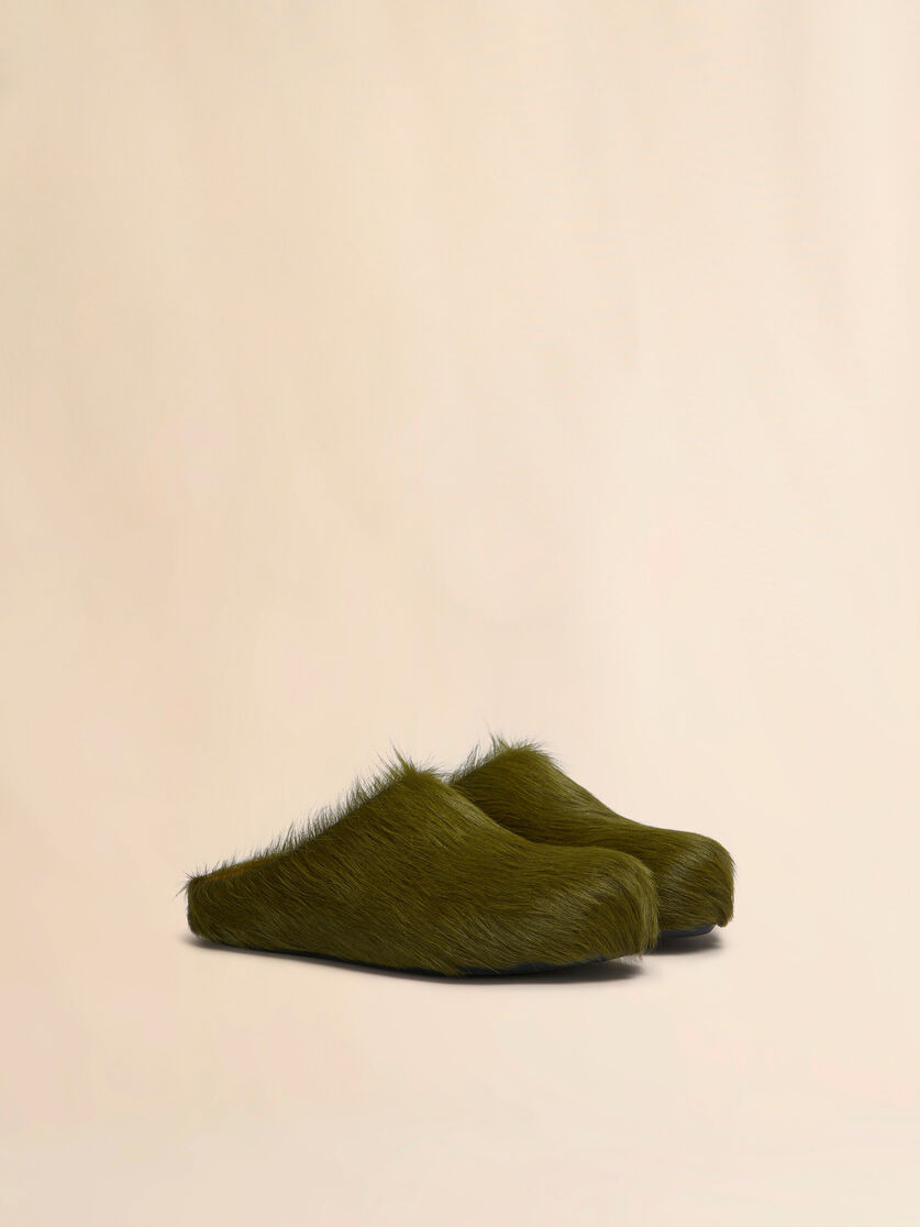 DEEP GREEN LONG HAIR CALFSKIN FUSSBETT SABOT - 2