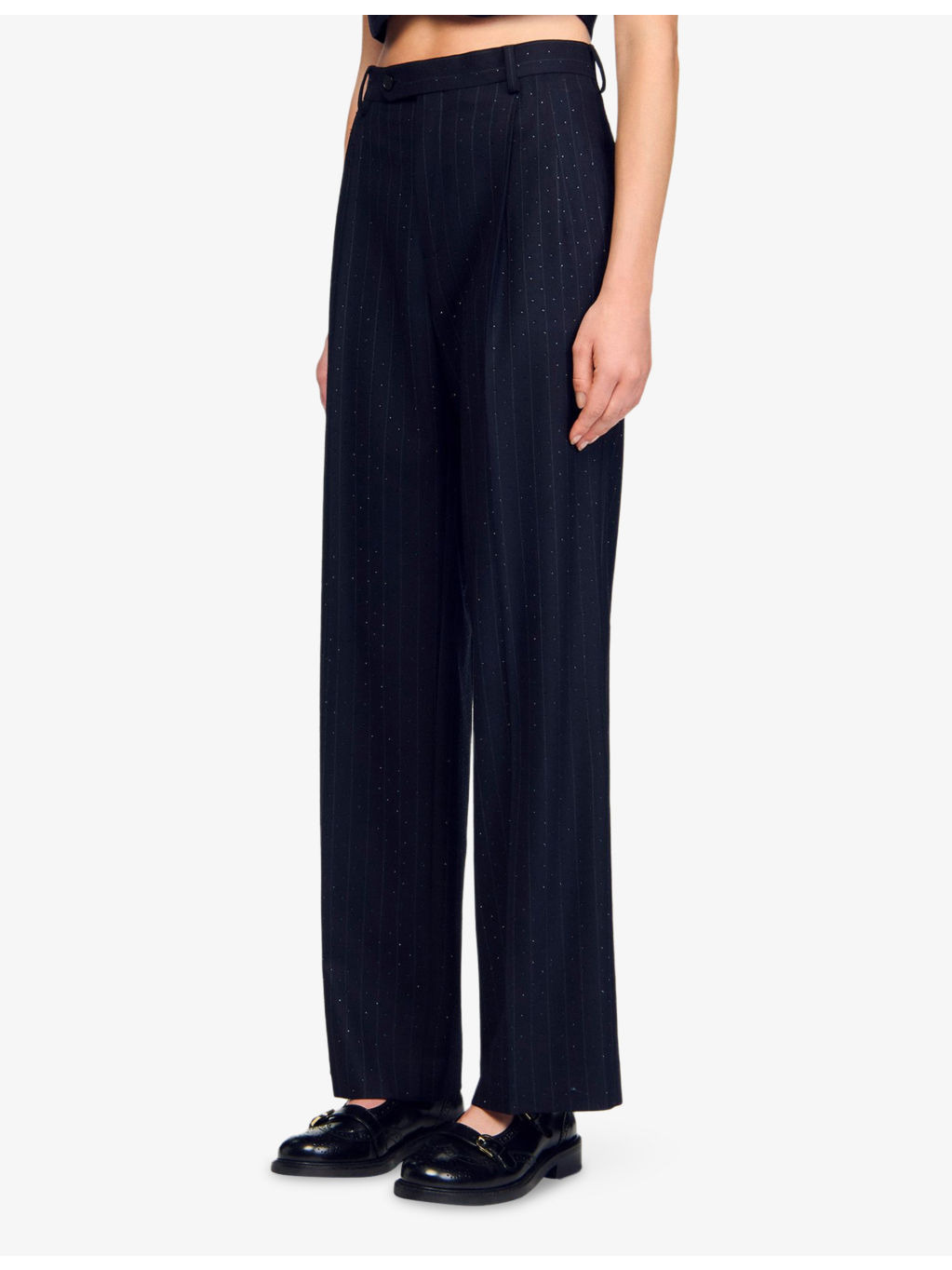 Rhinestone-Embellished Striped Stretch-Wool Trousers - 3