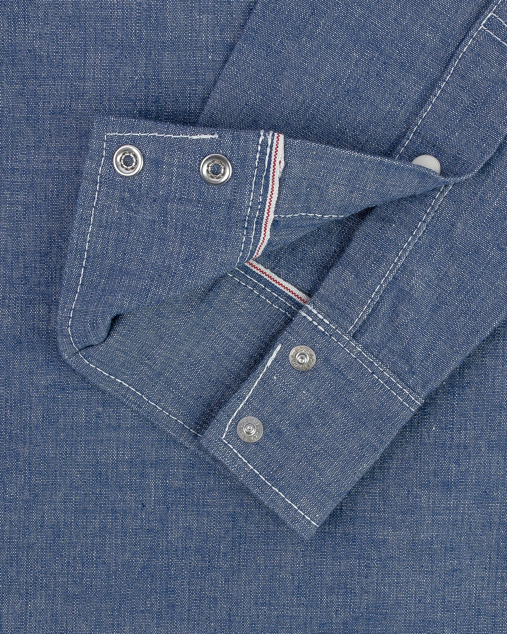 IHSH-13-BLU 10oz Selvedge Chambray Single Yoke Western Shirt - Blue - 18