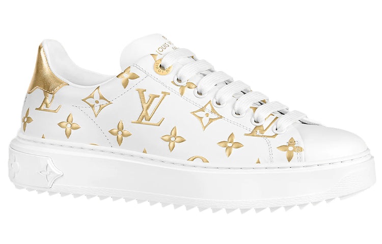 (WMNS) LOUIS VUITTON Time Out Sneakers 'White with Gold Monogram' 1A8TAA - 2