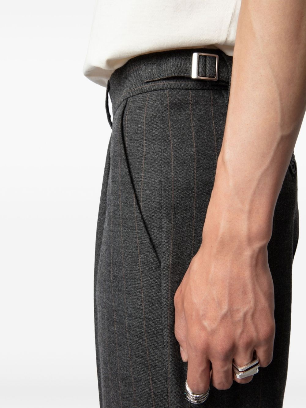 checkered pressed-crease trousers - 6