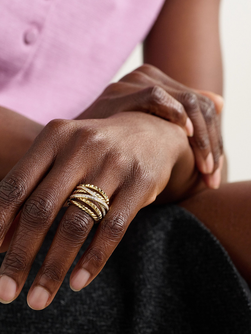 DAVID YURMAN Crossover Trio Six Row 18-karat Gold Diamond Ring outlook