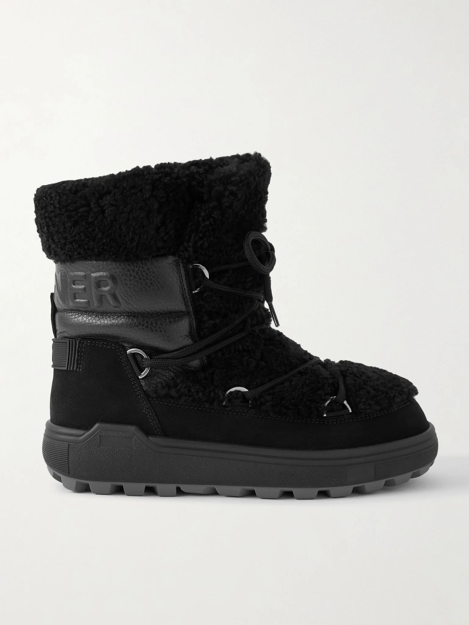 Chamonix shearling, textured-leather and suede snow boots Black - 1