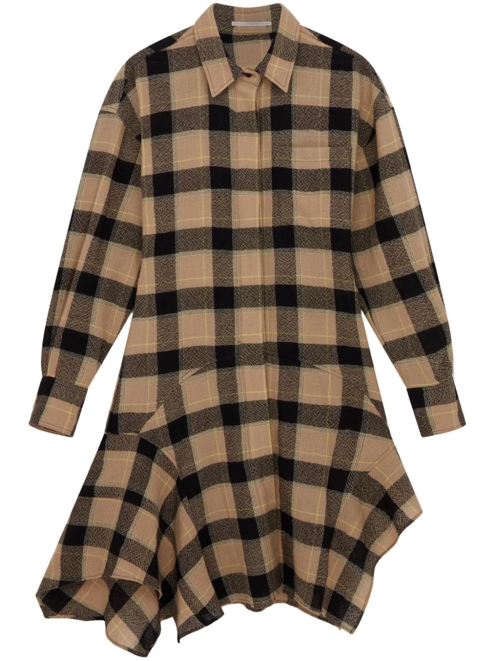 check-pattern wool shirt dress - 1