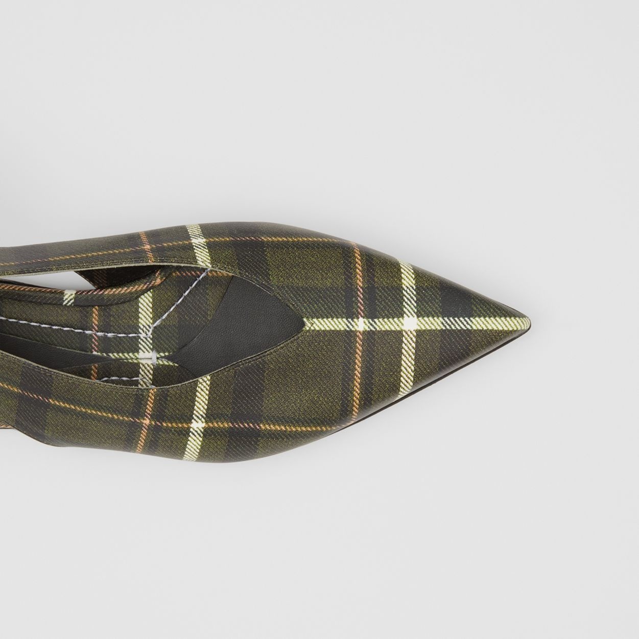 Tie Detail Tartan Print Leather Point-toe Mules - 3