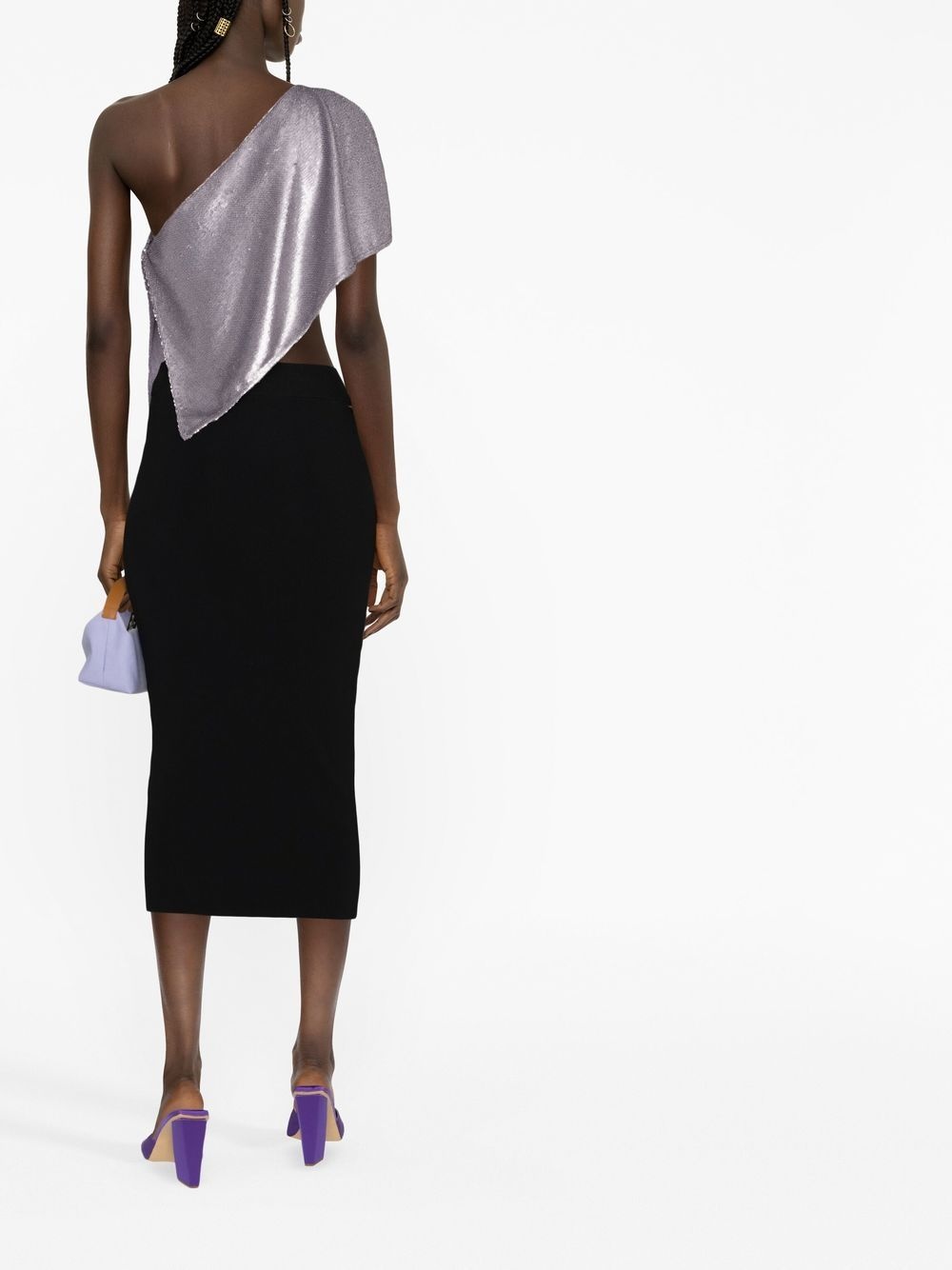 one-shoulder sequinned top - 4