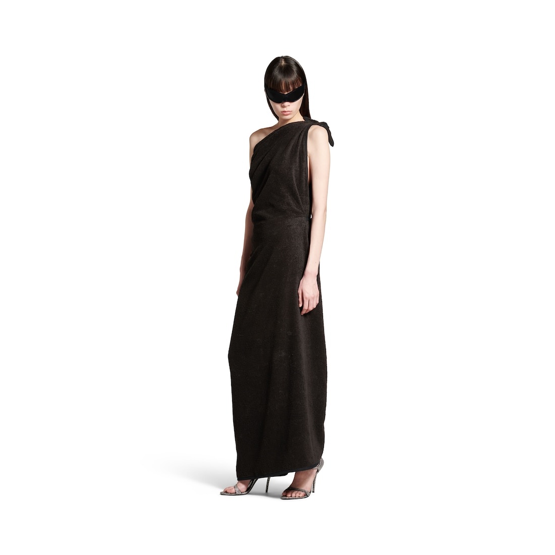Women's Draped Maxi Dress in Black - 2