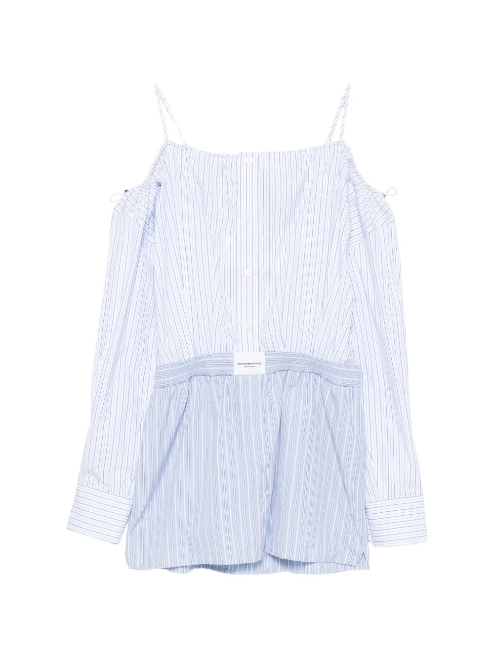 striped off-shoulder mini dress - 1