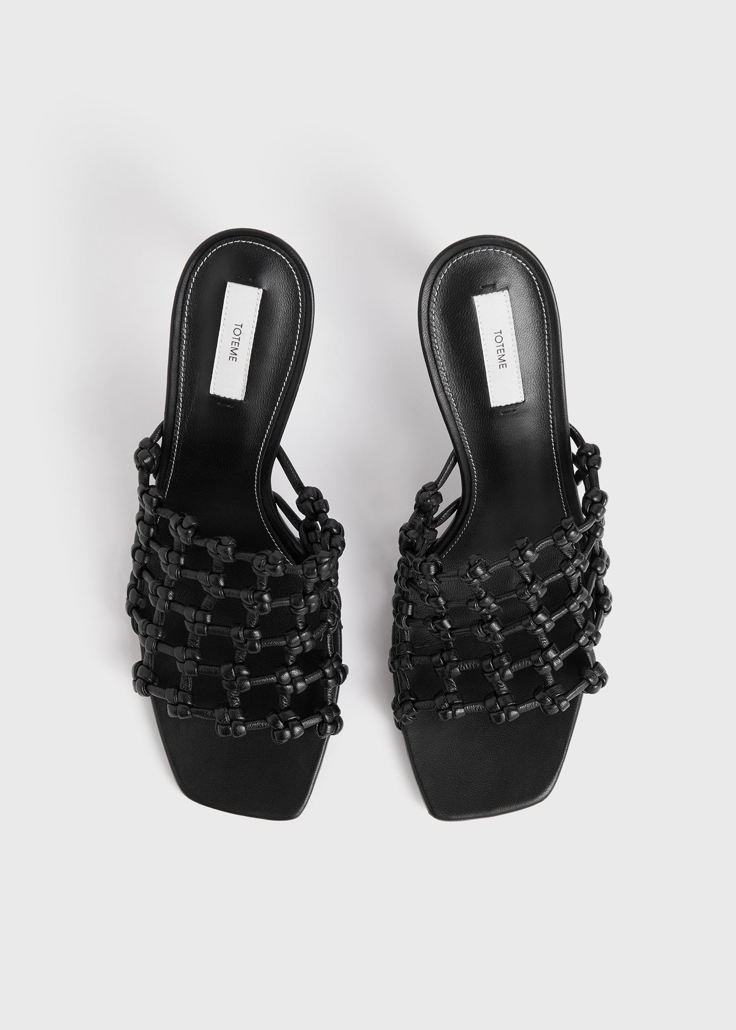 Braided-leather bandeau mules black - 4
