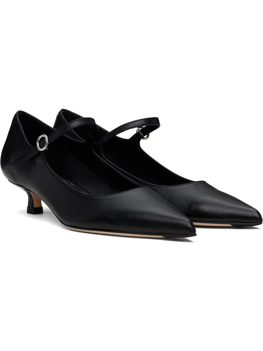 Black Polina Nappa Leather Heels - 4