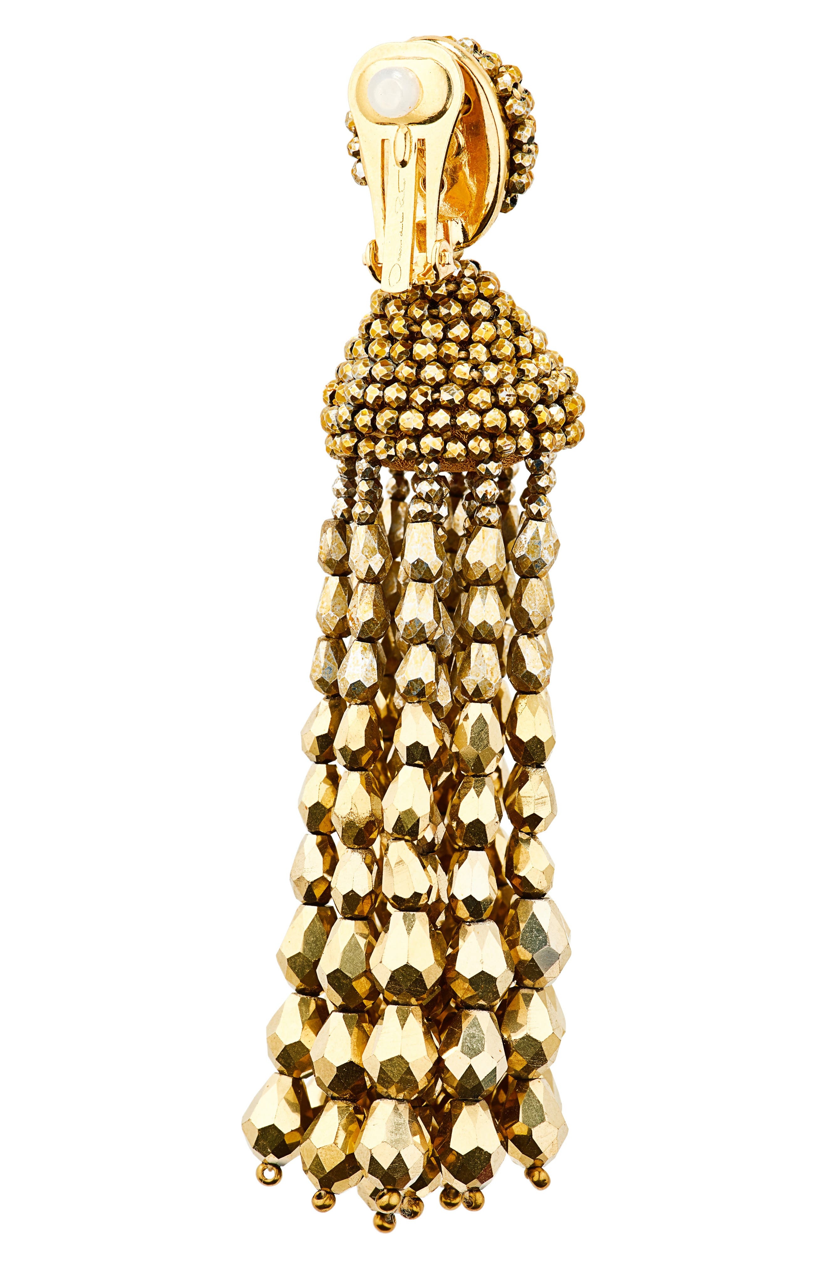Oscar de la Renta Beaded Chandelier Clip-On Earrings in Yellow Gold at Nordstrom - 4