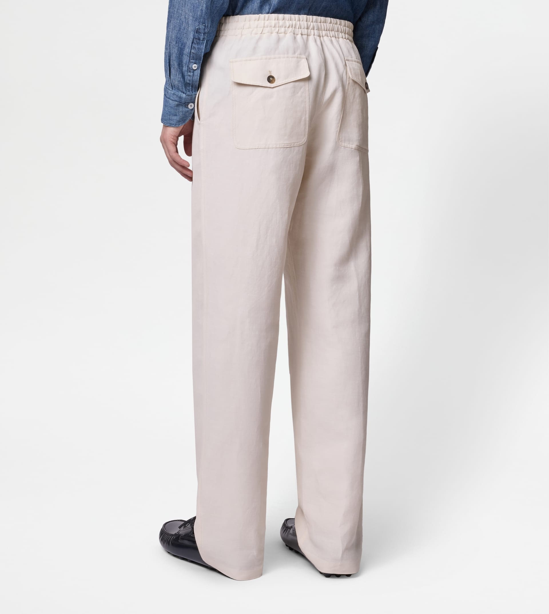 LINEN BLEND PANTS - WHITE - 4