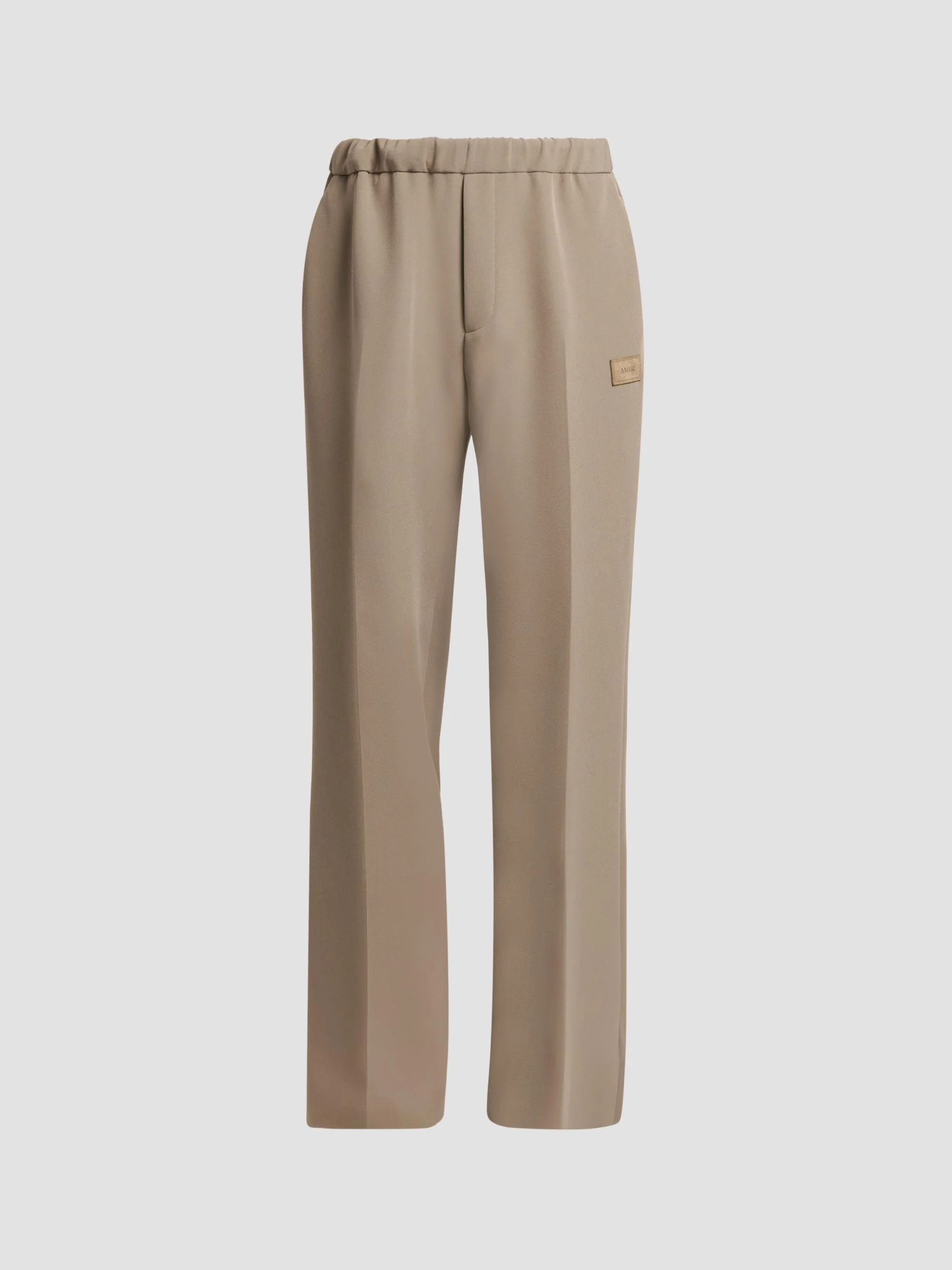 Men's Elasticized Waistband Satin Wide-Leg Track Pants - Dark Sand - 1