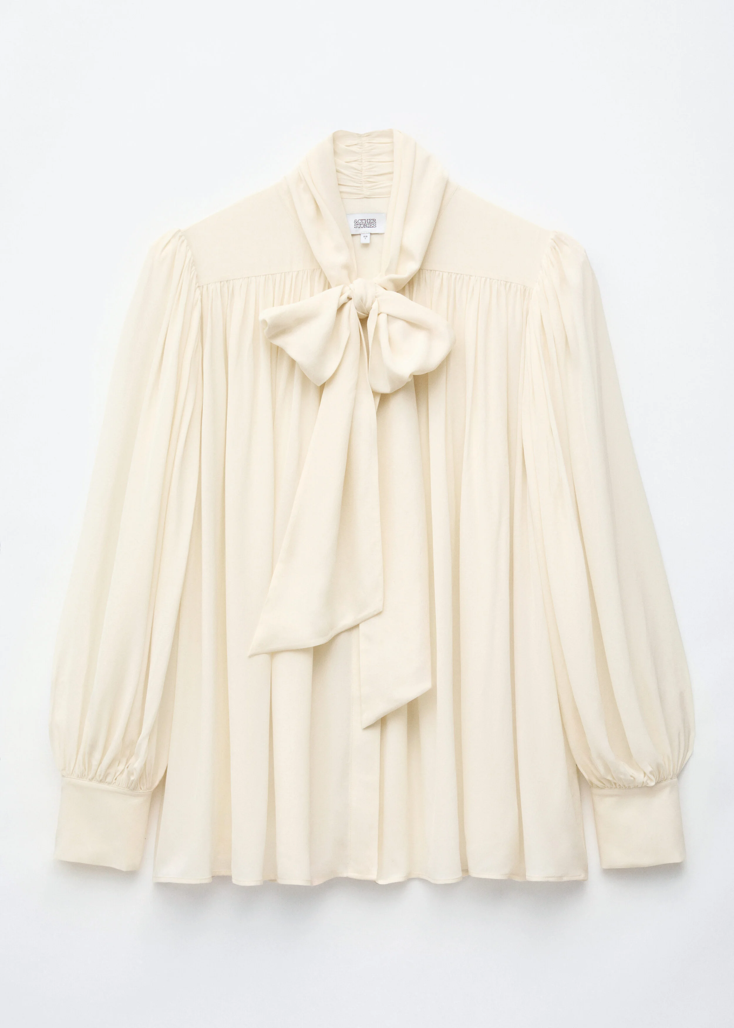 Tie-Neck Gathered Blouse - 1