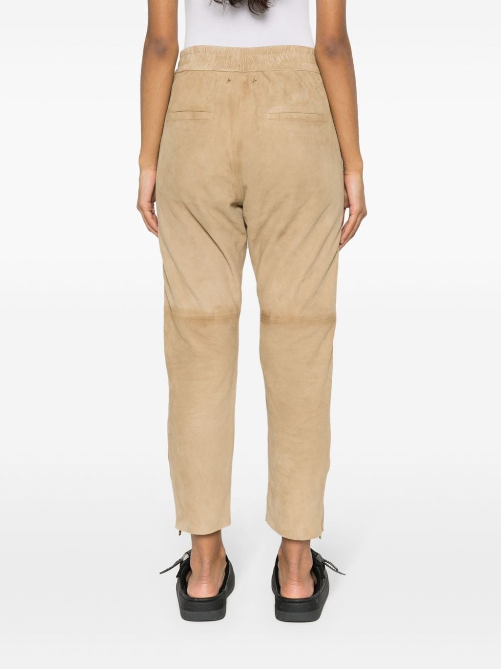 slim-fit suede trousers - 4