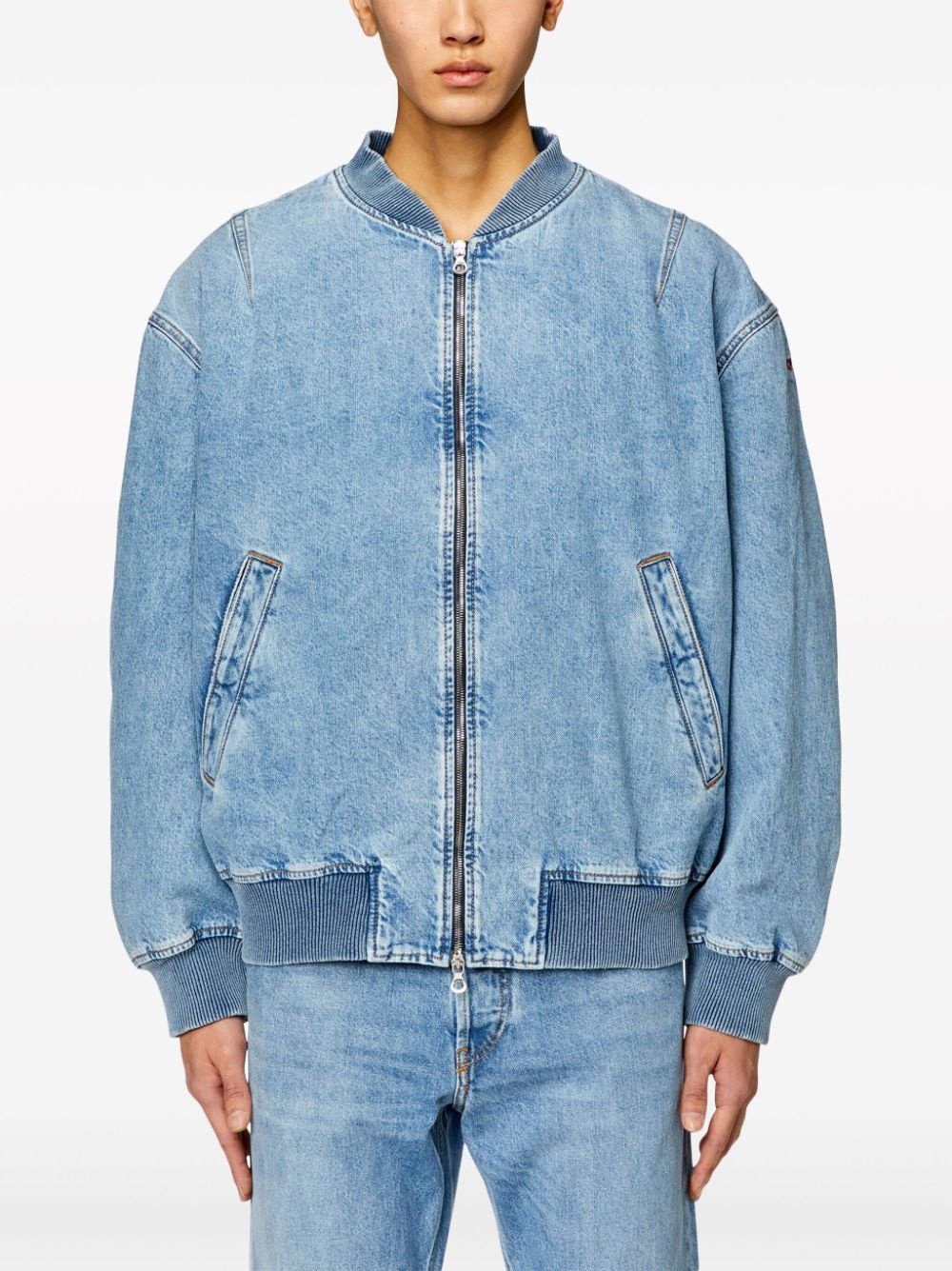 logo-embroidery denim jacket - 3