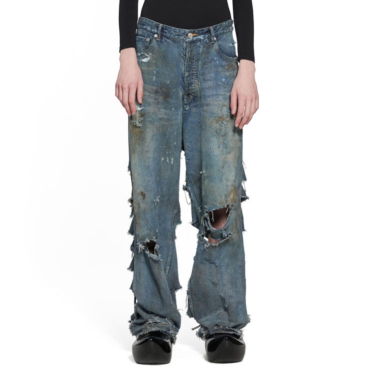 Balenciaga Super Destroyed Baggy Pants 'Light Blue' 745248TNW014012 - 5