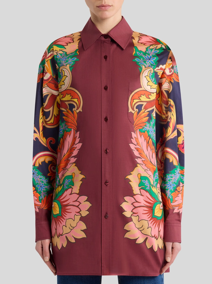 SHIRT WITH SCARF-STYLE FLORAL PRINT AND REAR KNOT - 2