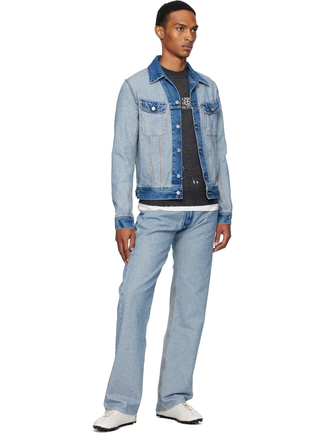Blue Straight-Leg Jeans - 4
