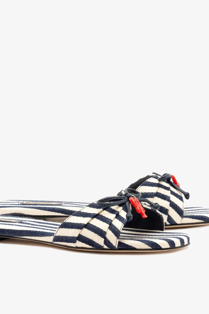 Bardot Flat Navy Striped Canvas 4