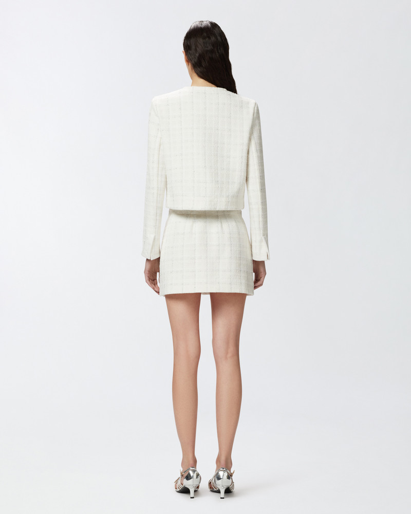 SMALL OPEN JACKET IN TWEED AND FAUX LEATHER 4