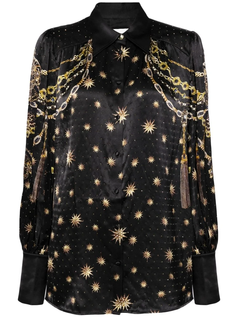 graphic-print silk shirt - 1