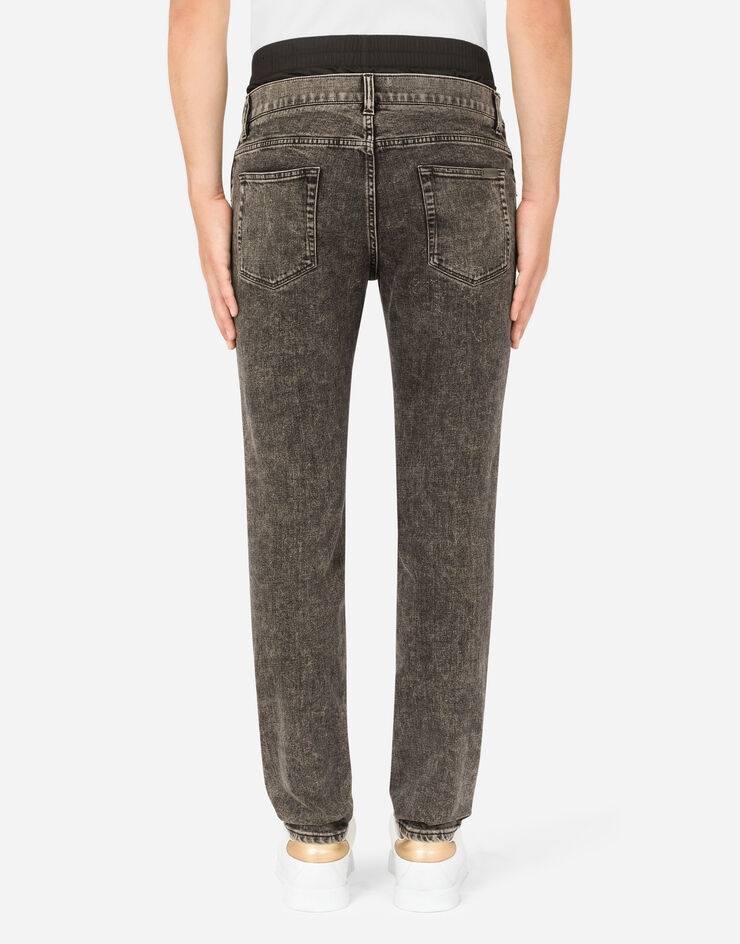 Gray slim-fit stretch jeans with boxers - 3