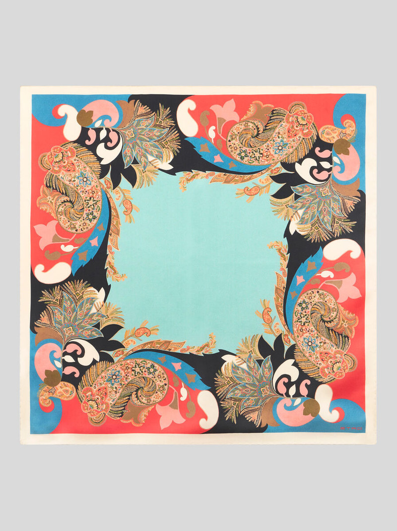 SILK SCARF WITH FLORAL PAISLEY MOTIF 1