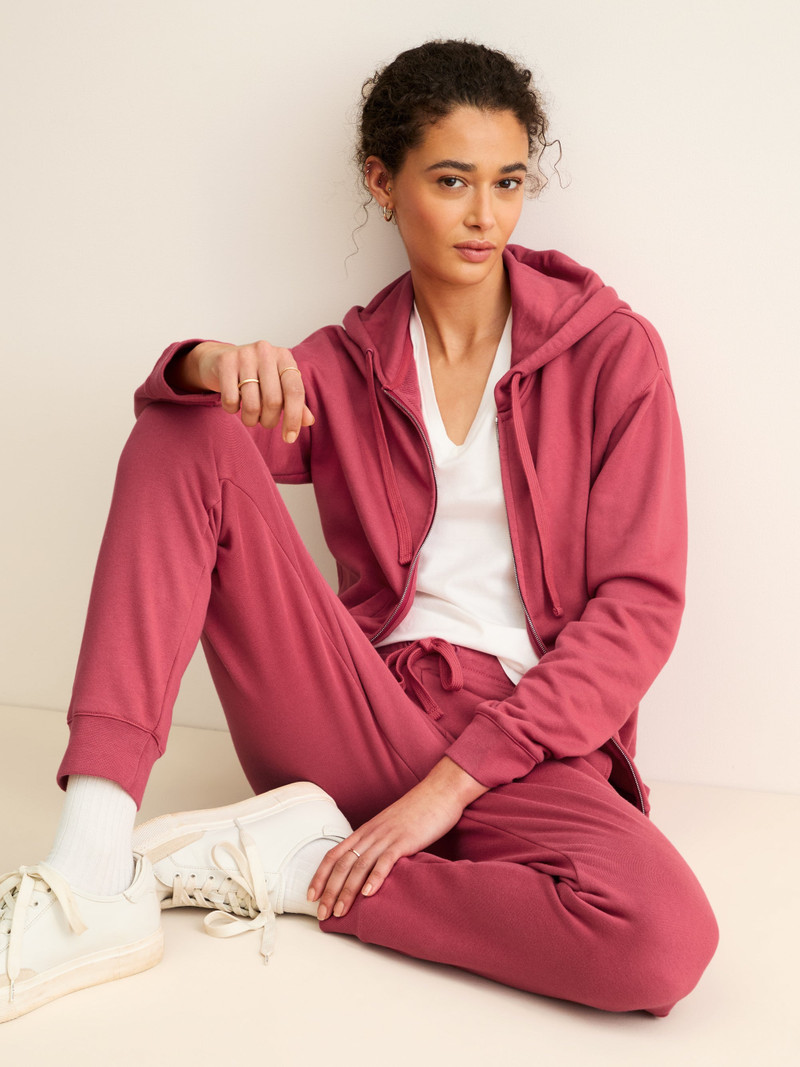 Derek Rose Women's Cuffed Sweatpants Quinn Cotton Modal Garnet Red outlook