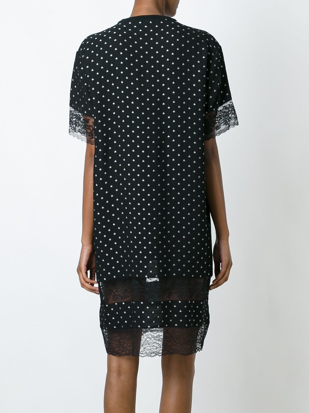 lace panel T-shirt dress - 4