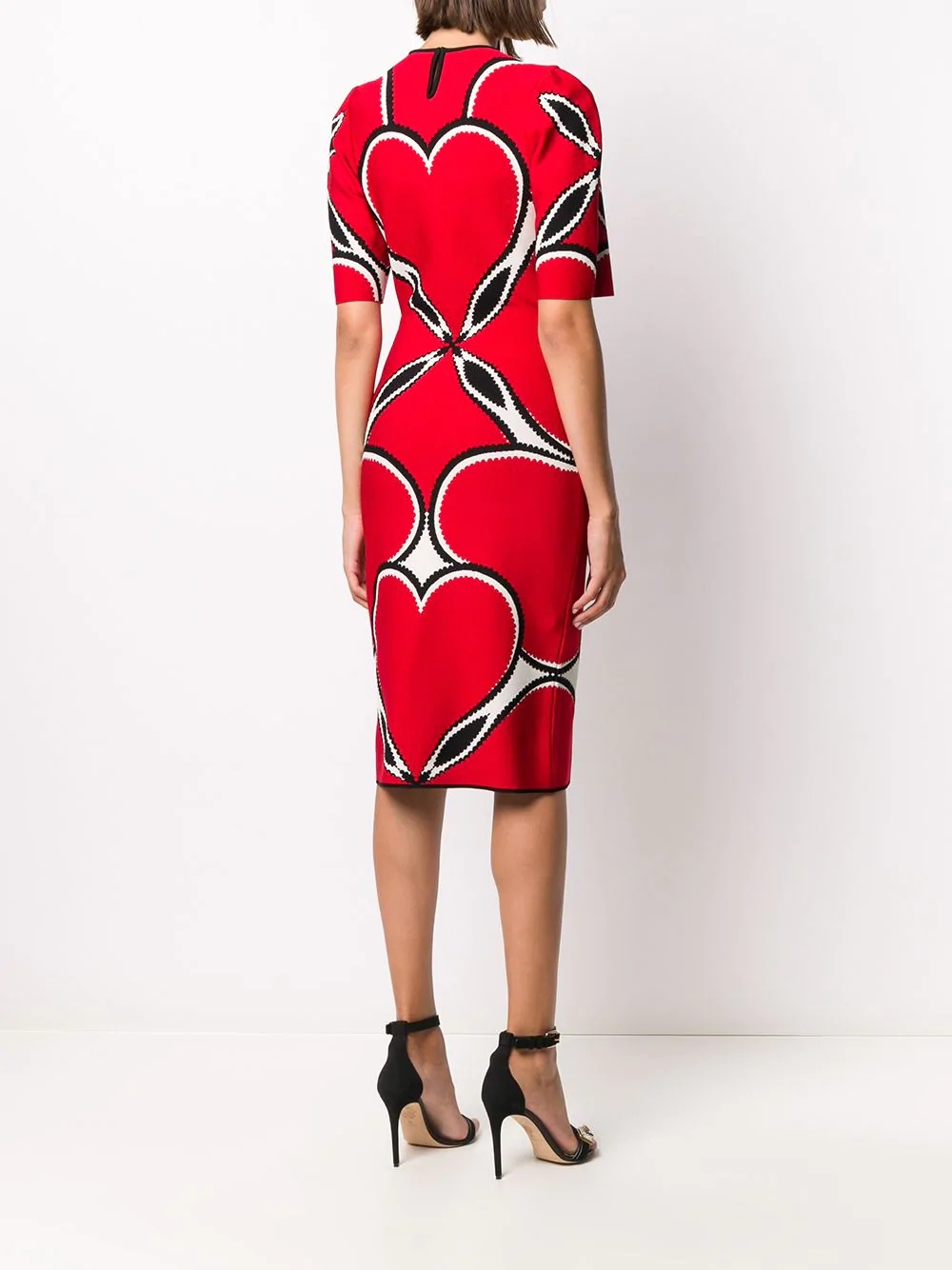 heart intarsia fitted dress - 4