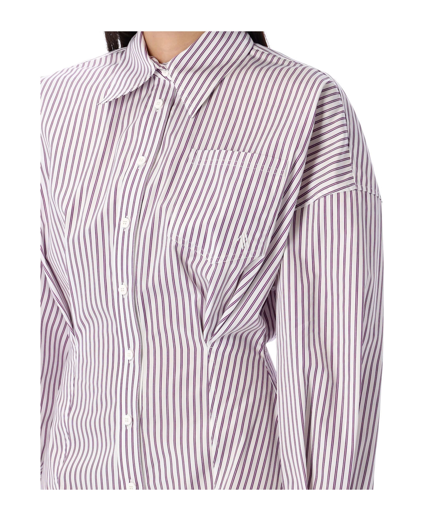 Striped Mini Shirt Dress - 3
