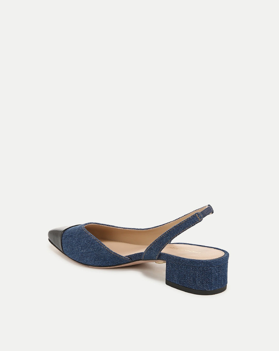 CECILE DENIM CAP-TOE SLINGBACK - 4