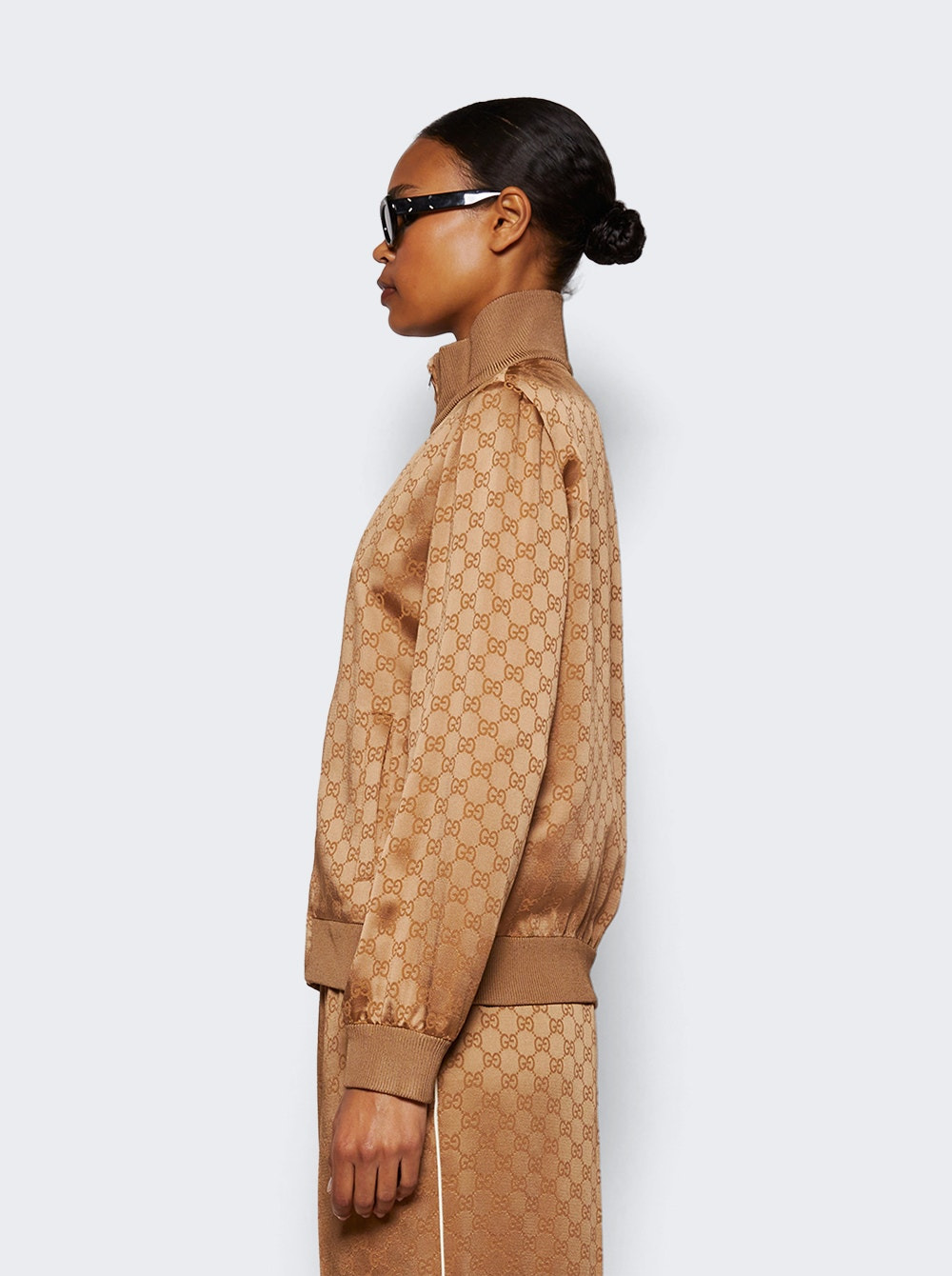 Gg Jacquard Zip Jacket Vintage Camel - 4
