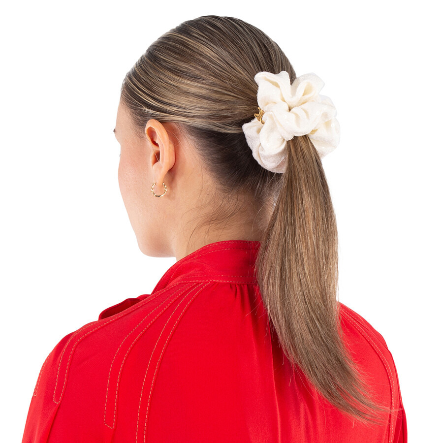Celine Rayure Scrunchy in Gold & White - 2