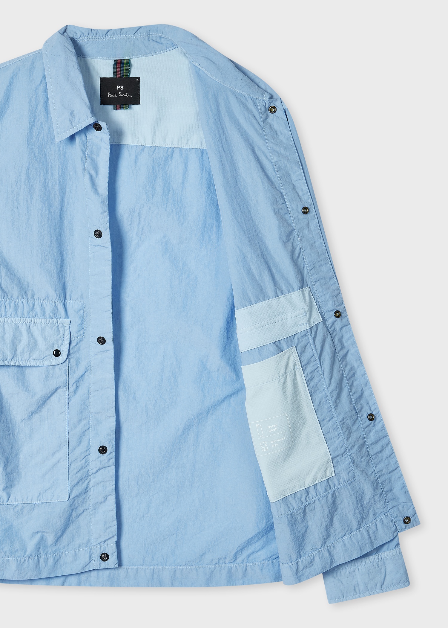 Sky Blue Garment Dye Nylon Shirt Jacket - 4