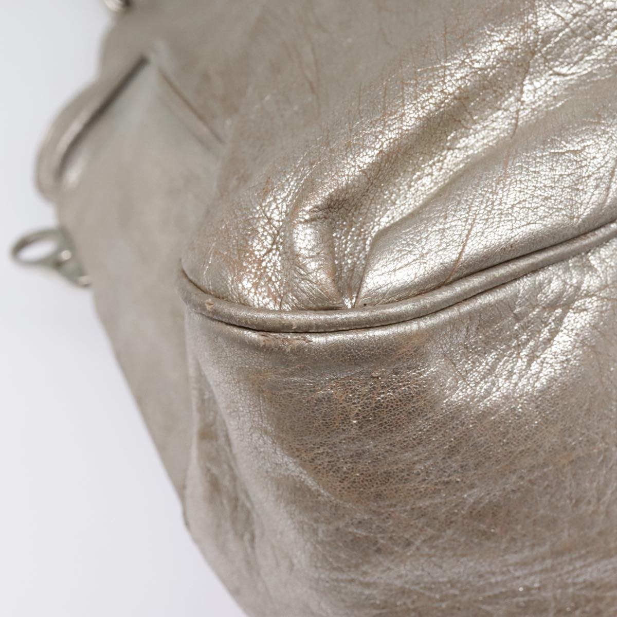 CELINE Hand Bag Leather Silver - 12