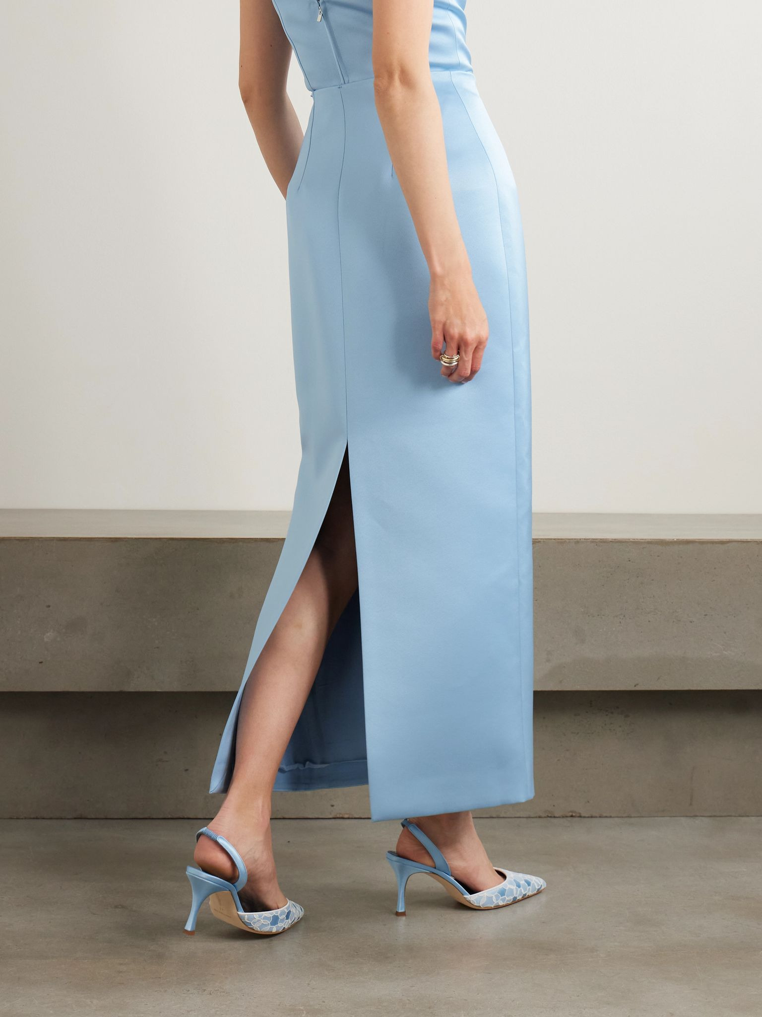 Harleigh convertible duchesse-satin midi skirt Light blue - 5