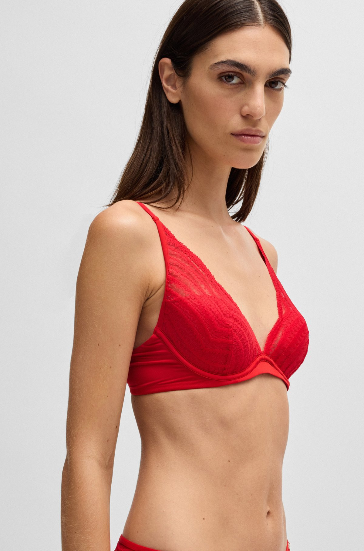 UNDERWIRED BRA WITH PADDED CUPS AND LACE DETAILING - 5