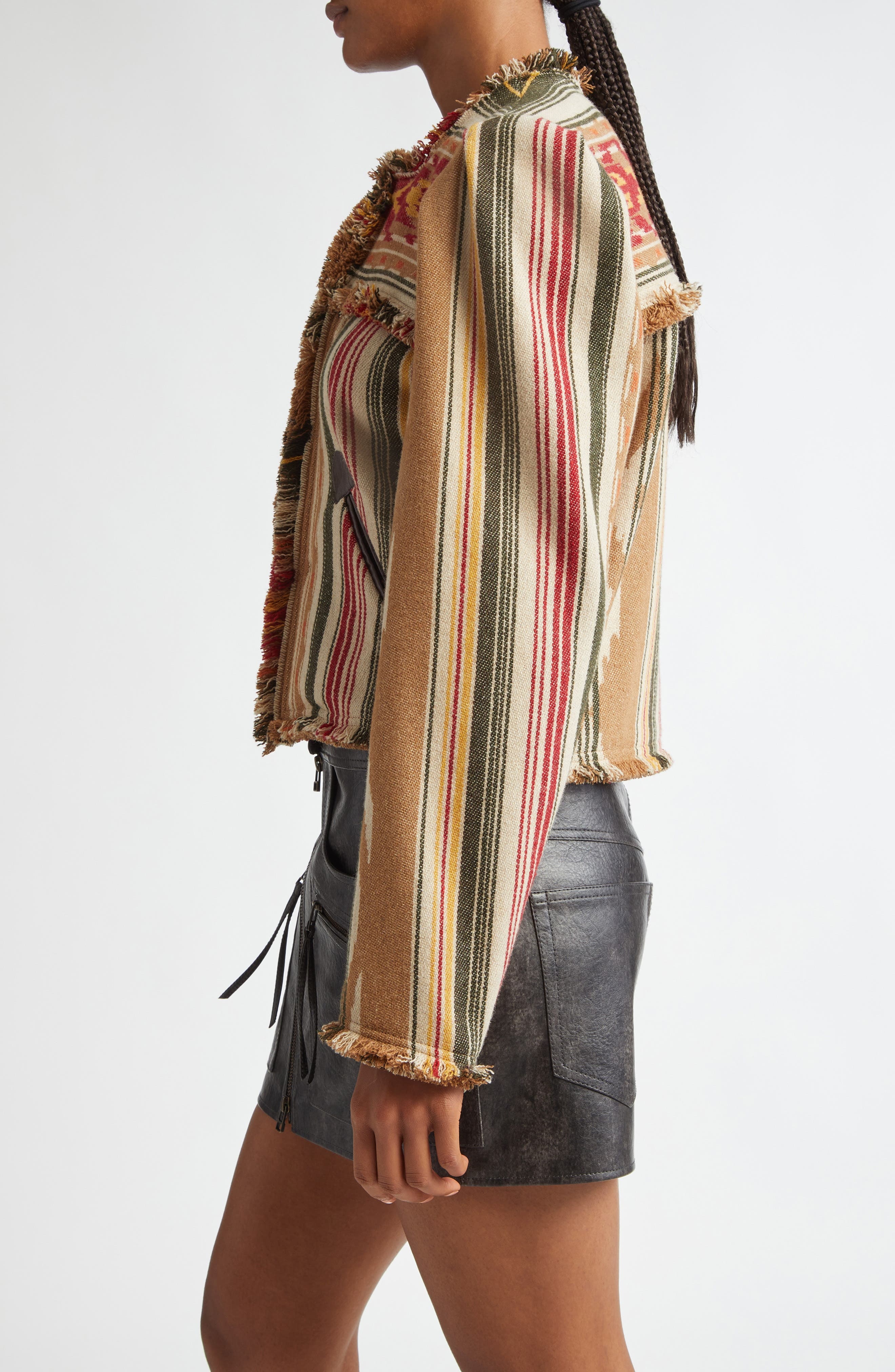 Isabel Marant Étoile Delphina Stripe Wool Blend Jacket in Camel at Nordstrom - 4