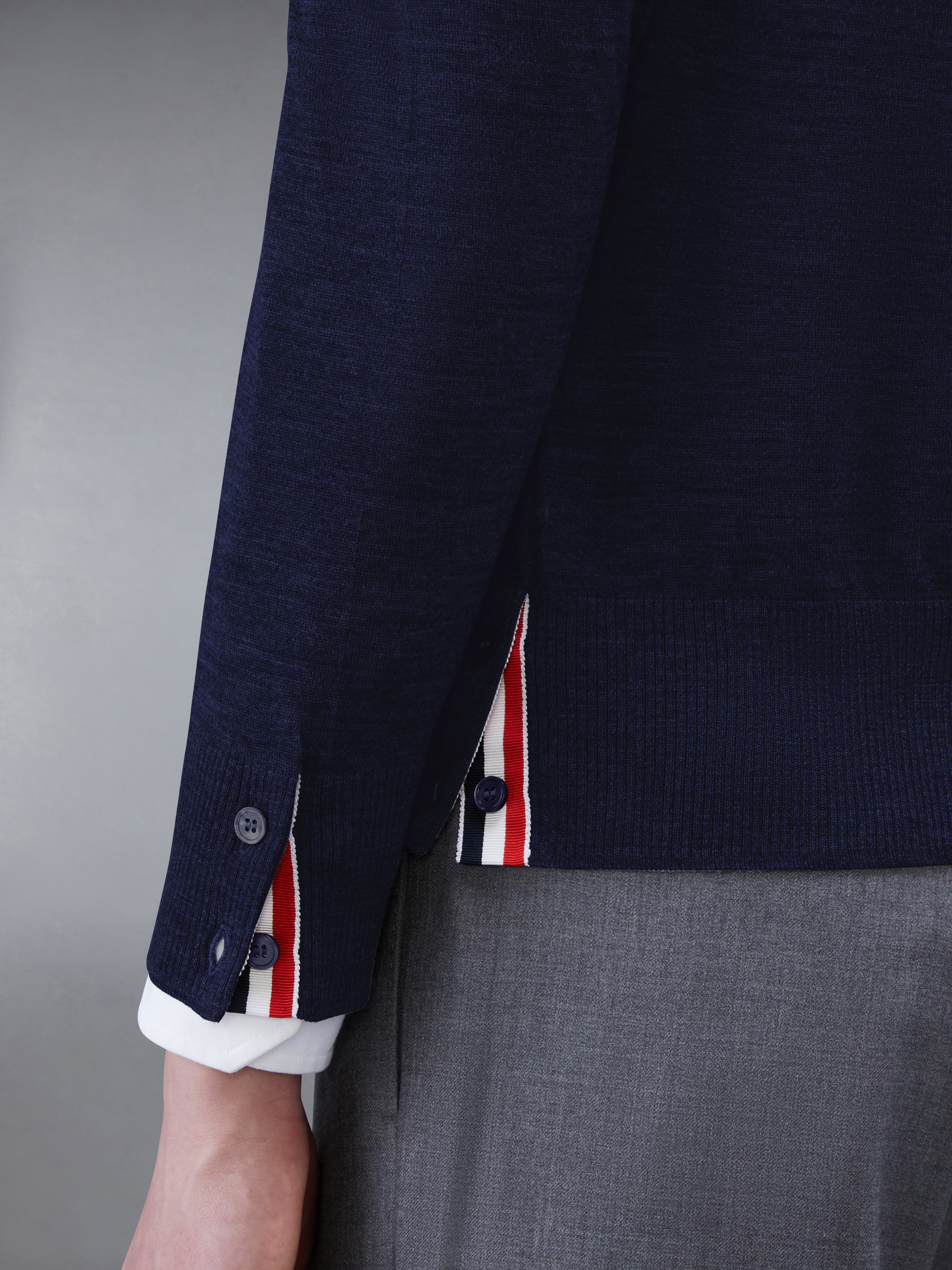 CLASSIC CREWNECK PULLOVER W/ 4 BAR SLEEVE IN FINE MERINO WOOL - 6