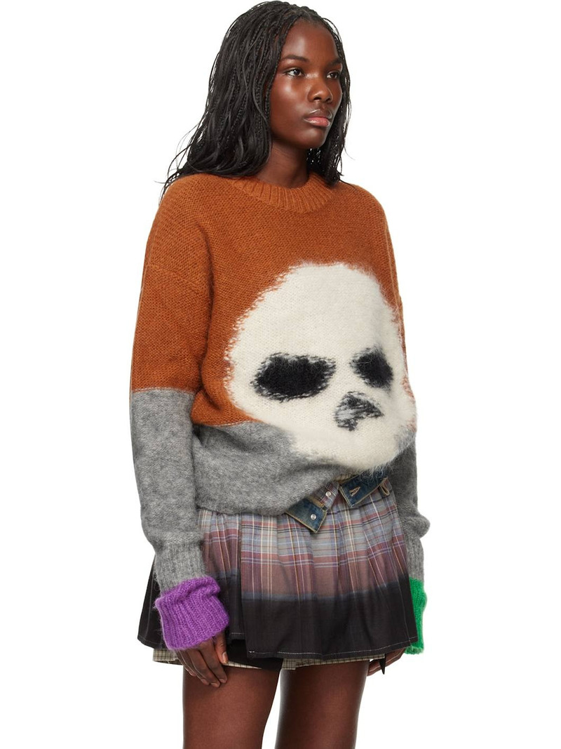 Orange Mohair Skull Intarsia Sweater 2