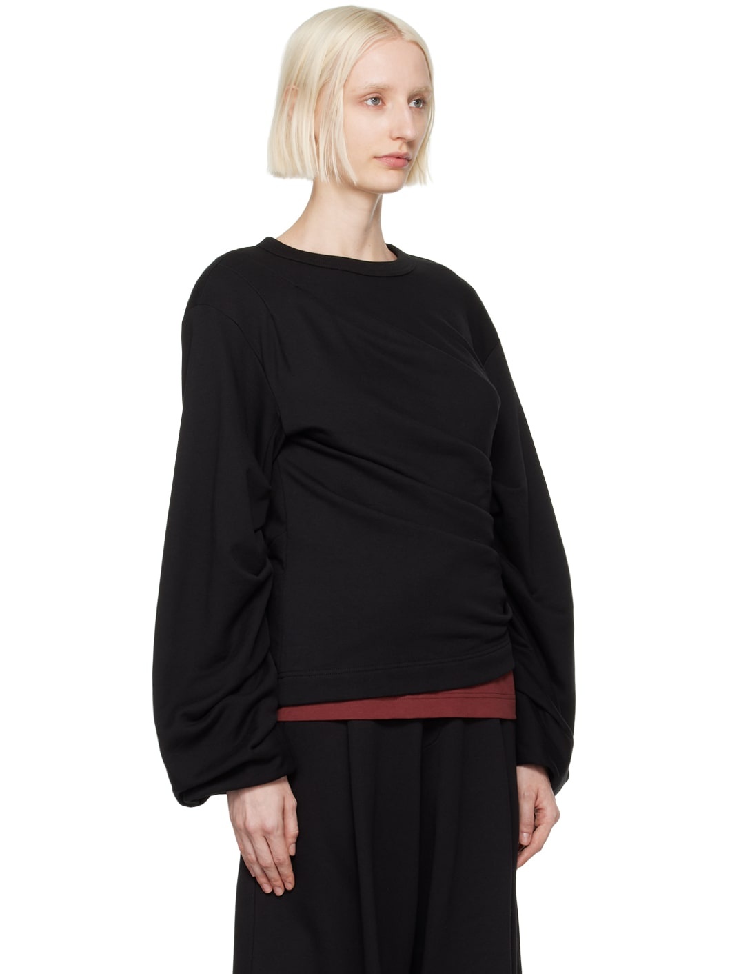 Black Pleated Sweatshirt - 2