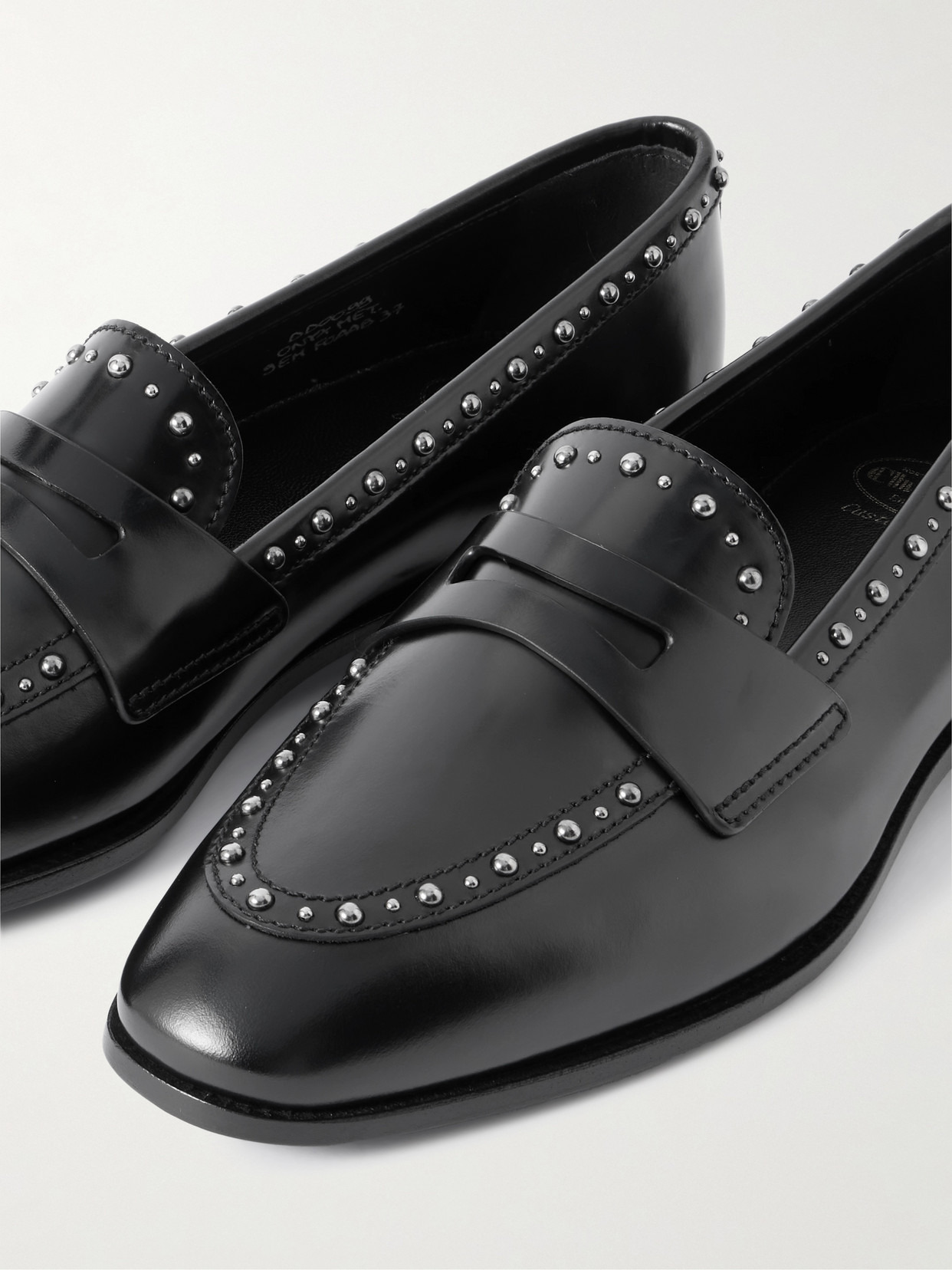 Onyx Studded Leather Loafers - 4