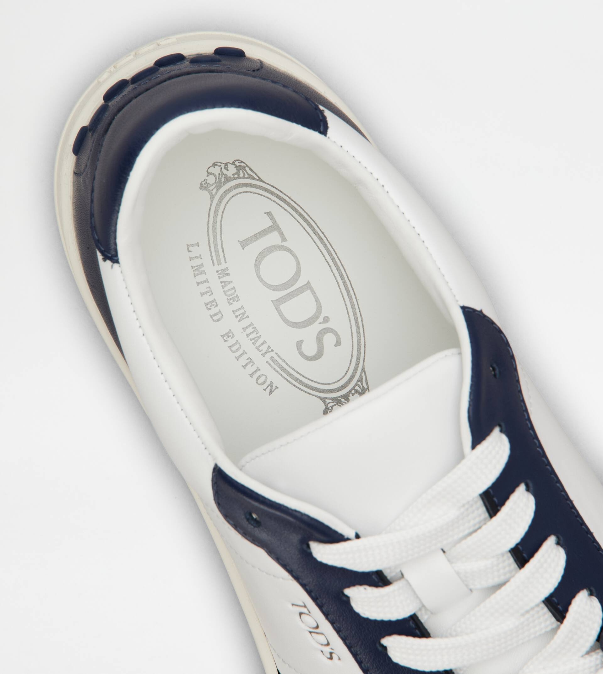SNEAKERS IN LEATHER - WHITE, BLUE - 6