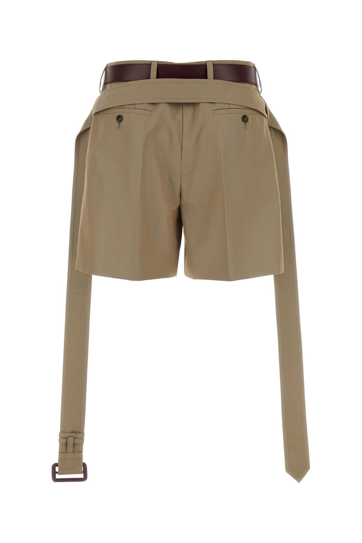 Prada Women Khaki Twill Shorts - 2