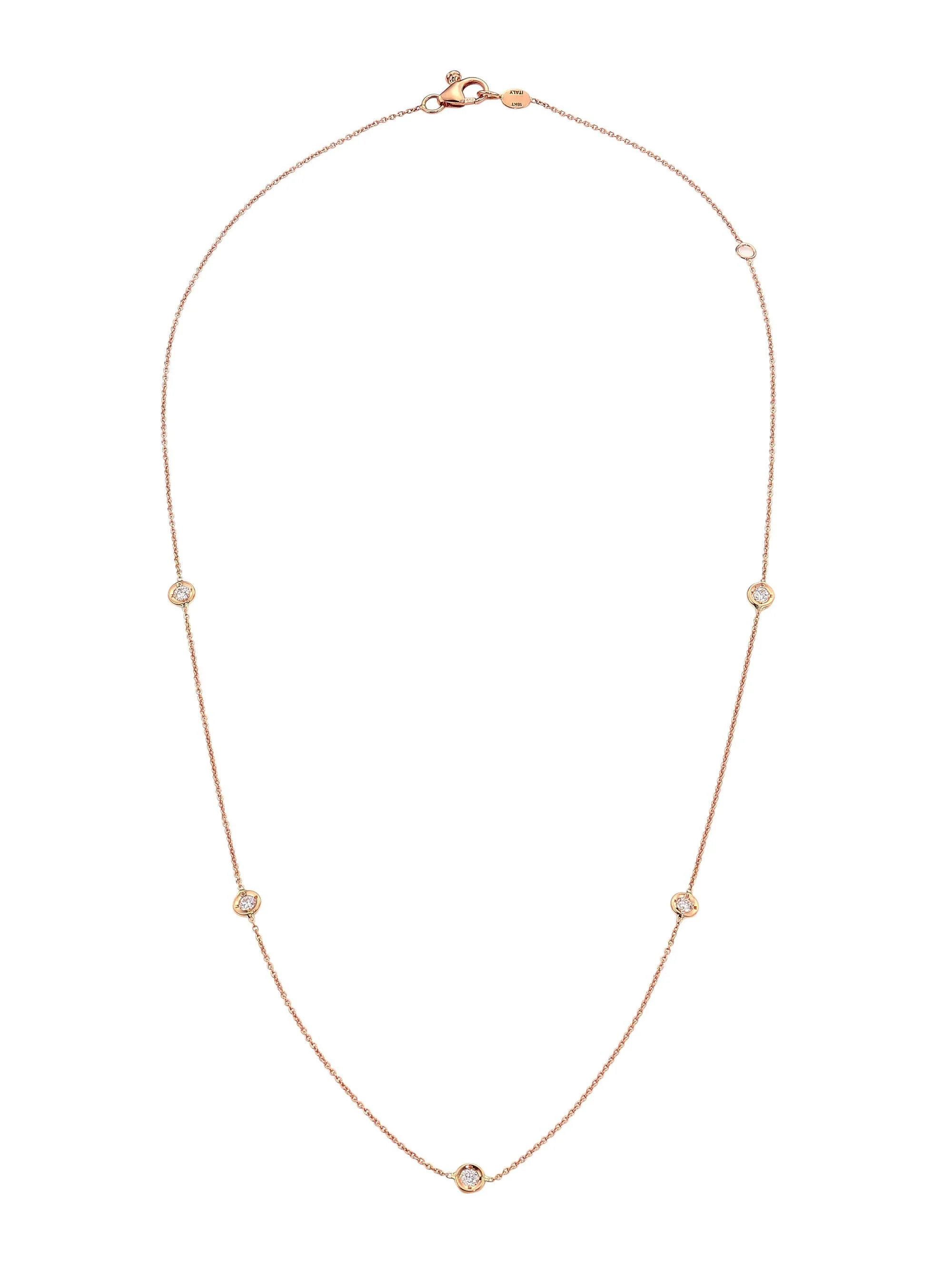 Women's Diamond By The Inch 18K Rose Gold & Diamond 5-Station Necklace/18" - Gold - 1