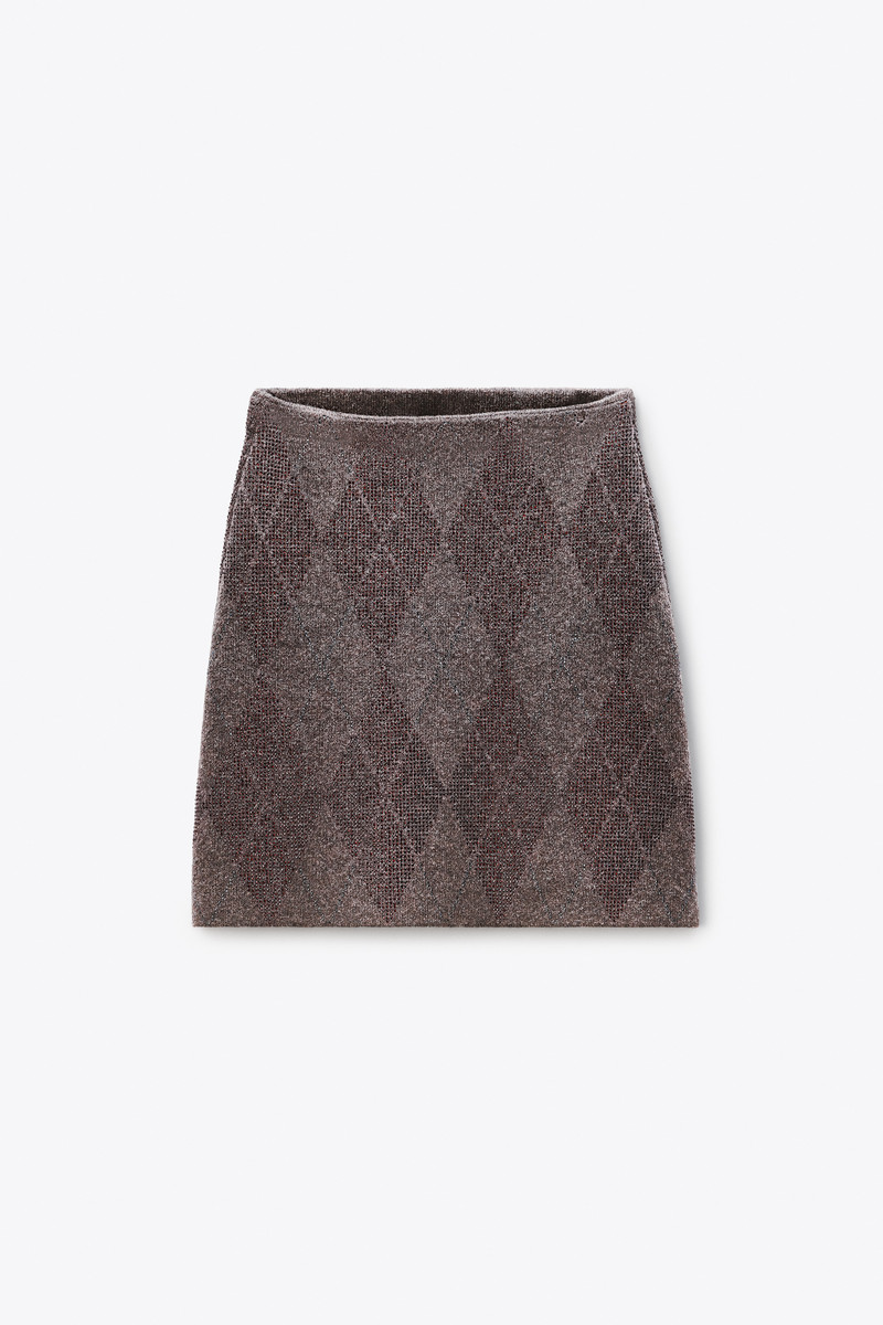 Crystal Hotfix Argyle Wool-Blend Tennis Skirt 1