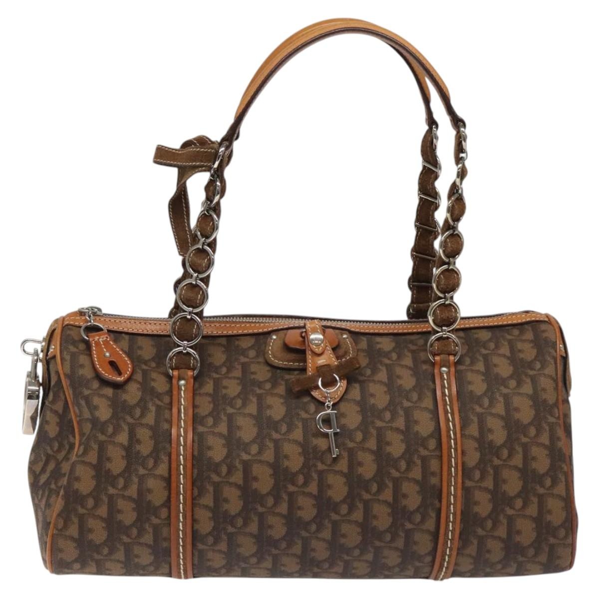 DIOR Romantic Trotter Canvas Hand Bag Brown - 13
